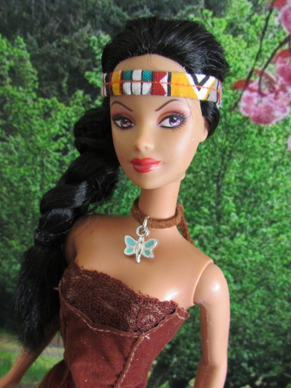 BARBIE as NATIVE AMERICAN w WOVEN RUG, FRINGED JACKET & BOOTS, DRESS, HEADBAND